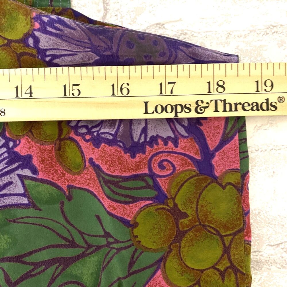 Michel Bruche VTG Purple Pink Floral Tropical Unlined Summer Artsy Tank Top 6 - Picture 6 of 9